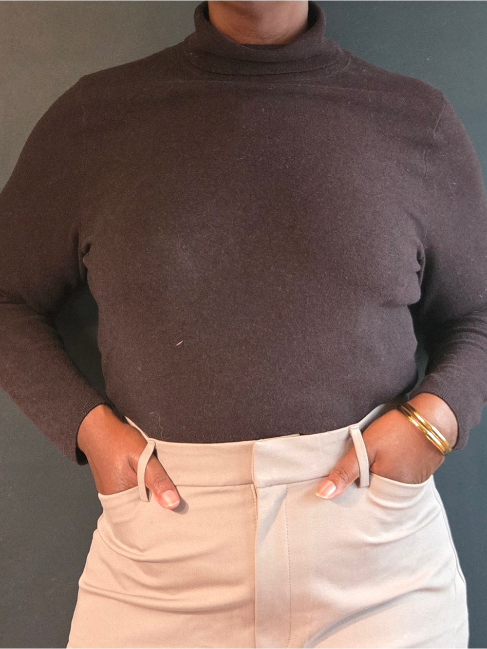 gap | modern turtleneck | cotton blend | brown | size: us xxl